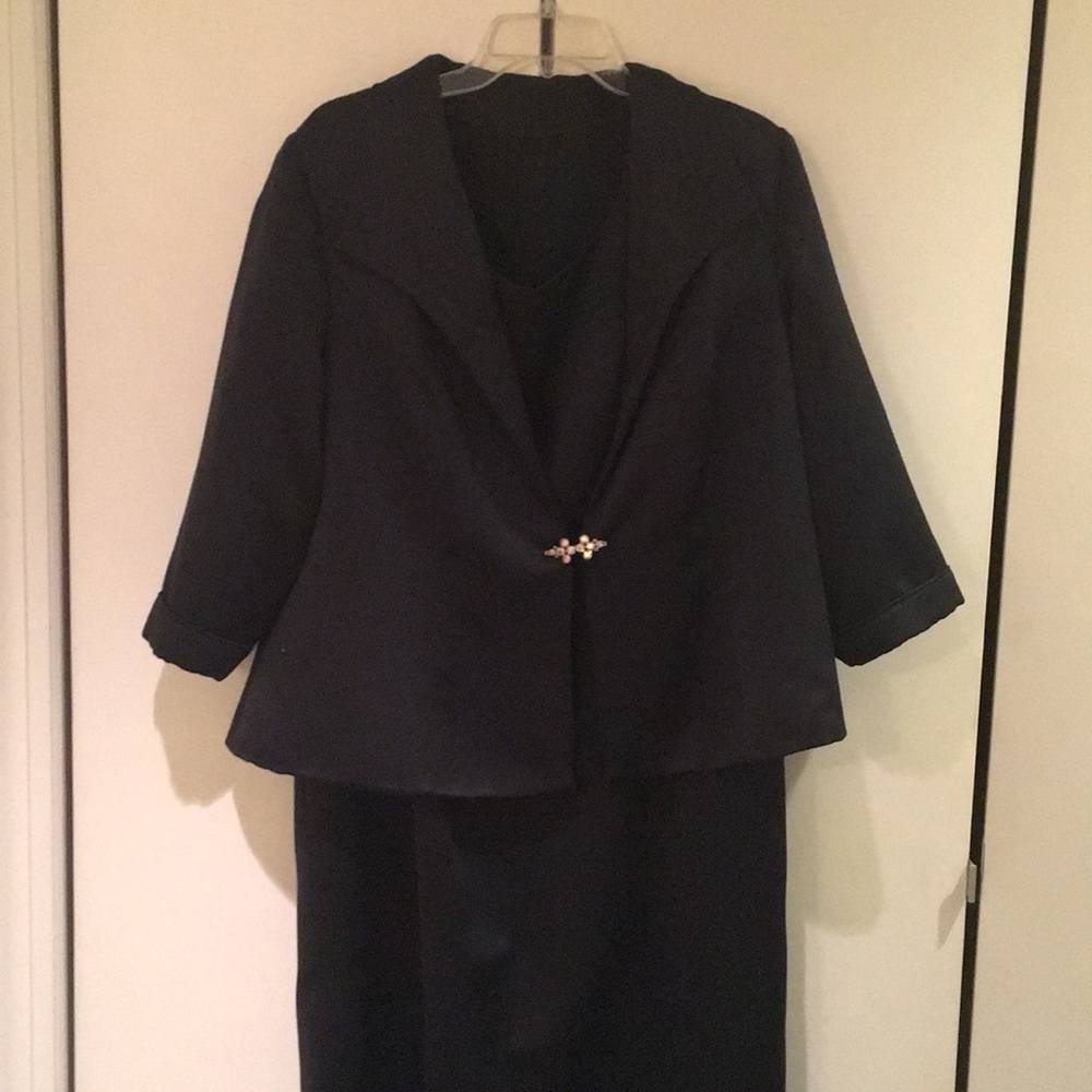 Black silk evening dress and jacket